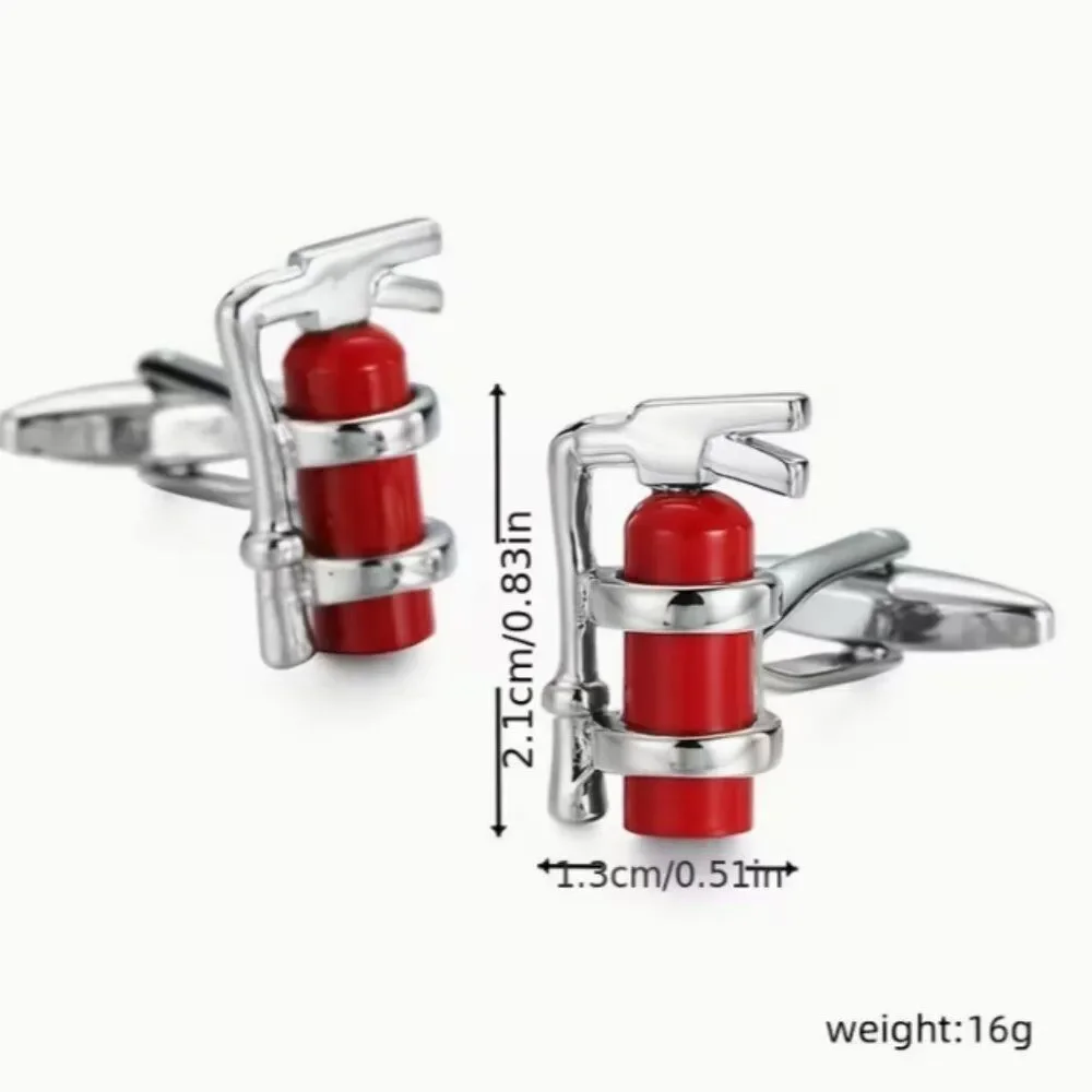 Fire Extinguisher Cufflinks Red Silver Firefighter First Responder Gift Formal
